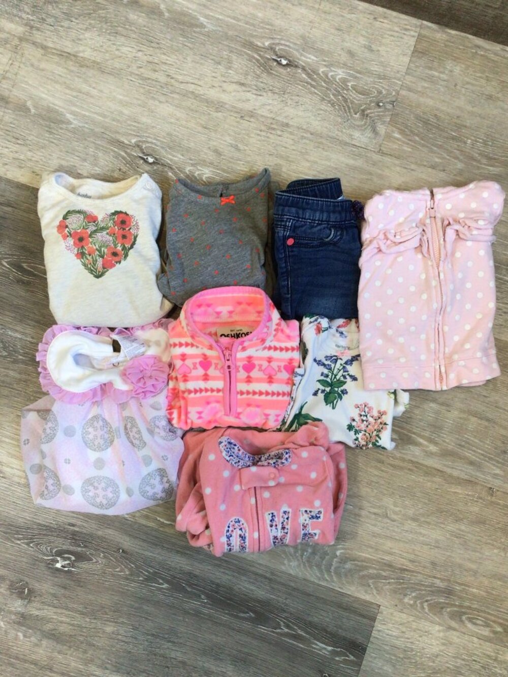 8pc Bundle Lot Infant Girls Tops Onesies Dresses Jacket 6 months